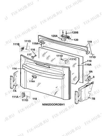 Взрыв-схема плиты (духовки) Husqvarna Electrolux QSI6273X 230V - Схема узла H10 Oven Door bi (small)